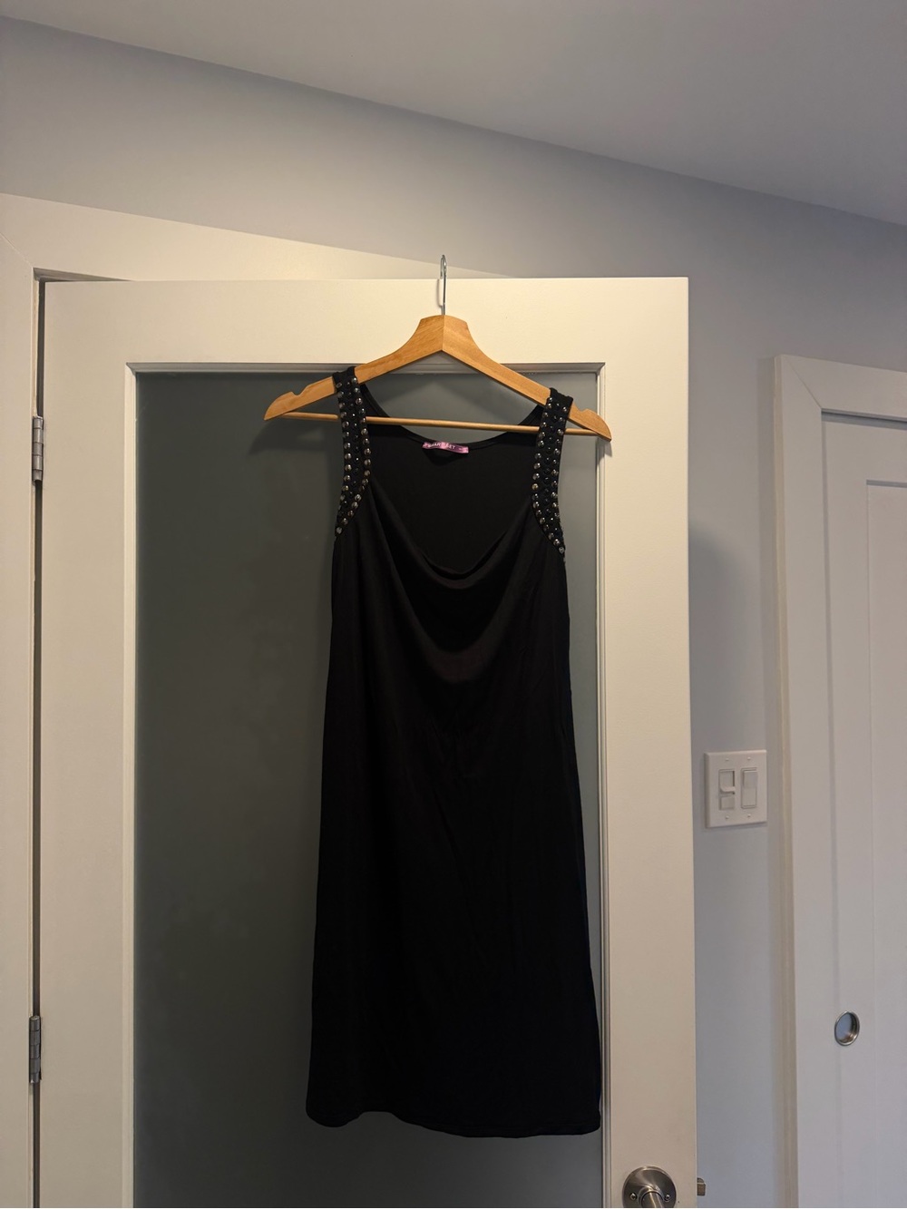 Smart Set Black Studded-Strap cowl neck Mini Dress